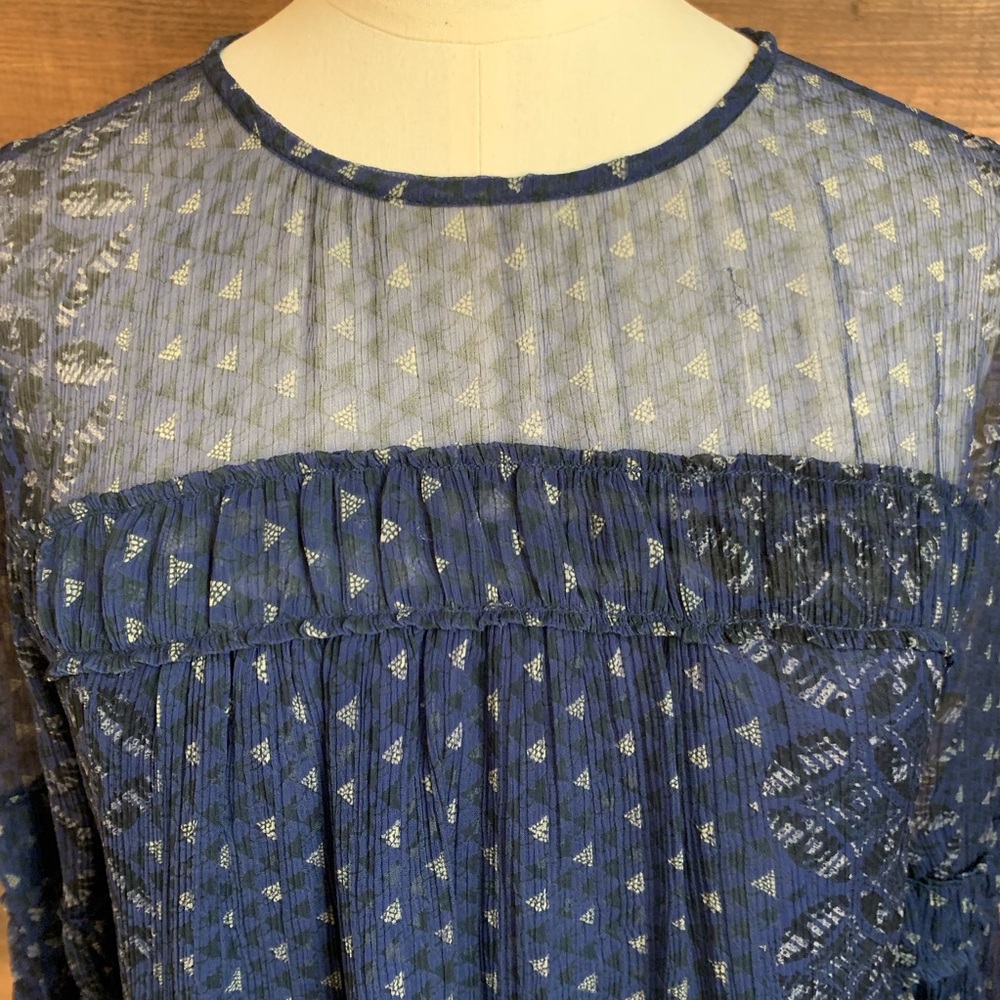 Lucky Brand Blue Gathered Top - Picture 5 of 8